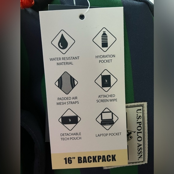 US Polo Assn Backpack, Waterproof Lunch Bag and Pencil Case for Kids, Navy Blue - Picture 9 of 12